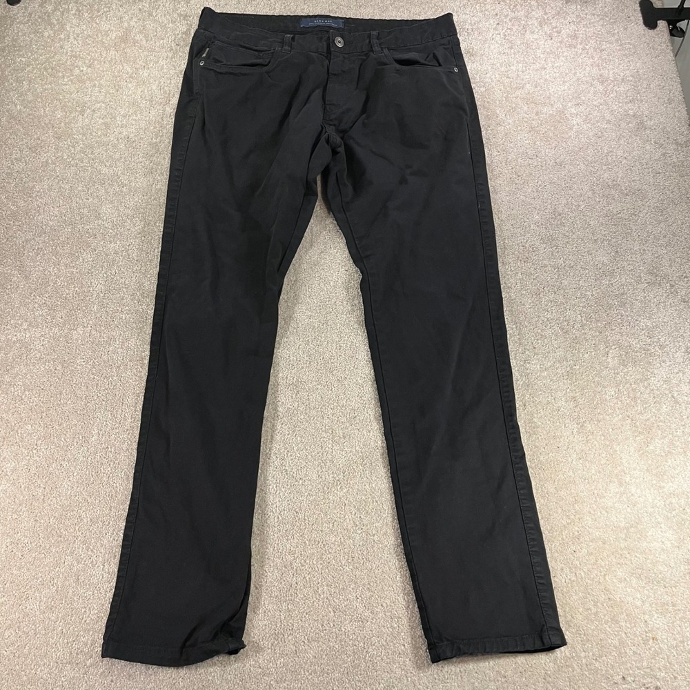 Zara Man Chino Pants Mens 34 Black Basic Collection Slim Tapered 5-Pocket